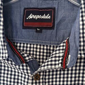Aeropostale Men's Black/White Plaid Button Up Shirt Size Large